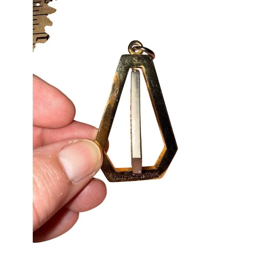 Walt Disney World parks‎ Castle Pendant Charm Gold Tone Geometric Dangle 2 in